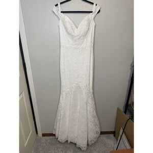 Intrigue by Blush White Embellished Formal Wedding Gown Prom Dress Size 10 425
